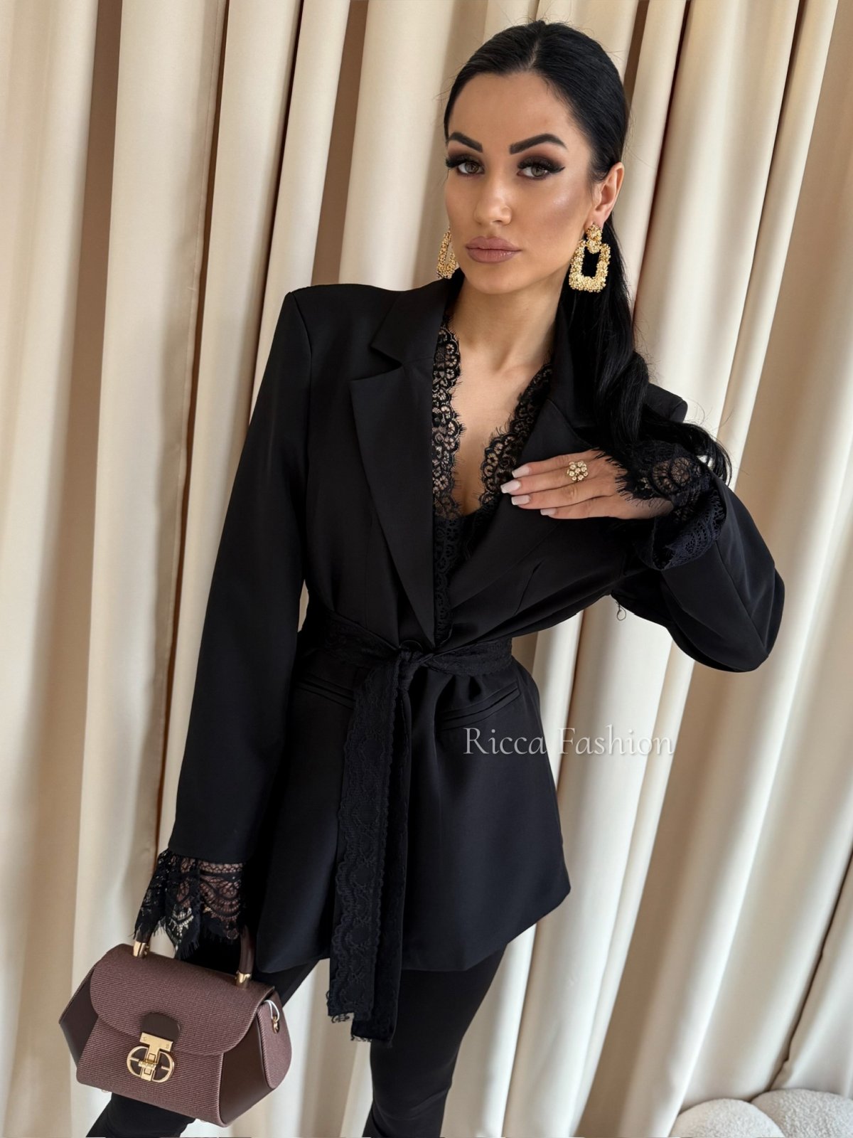 Marynarka z koronką NOELINA, black