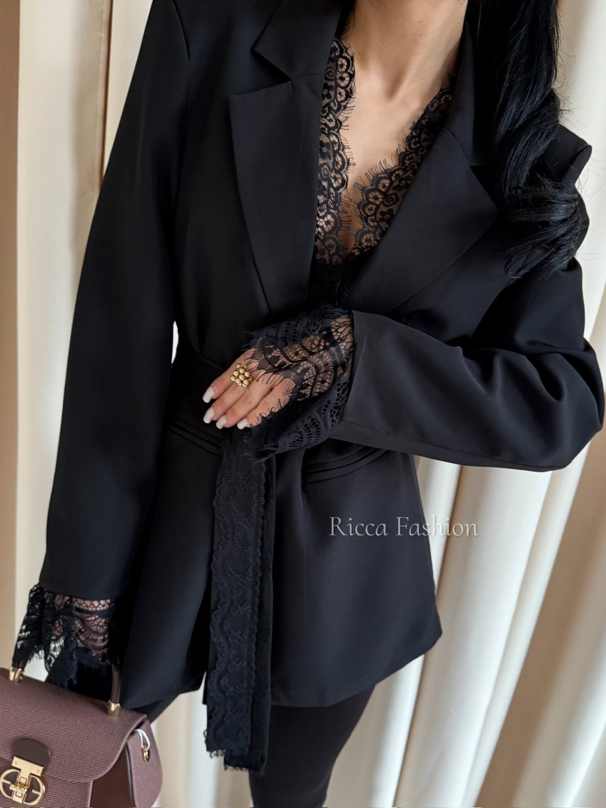 Marynarka z koronką NOELINA, black