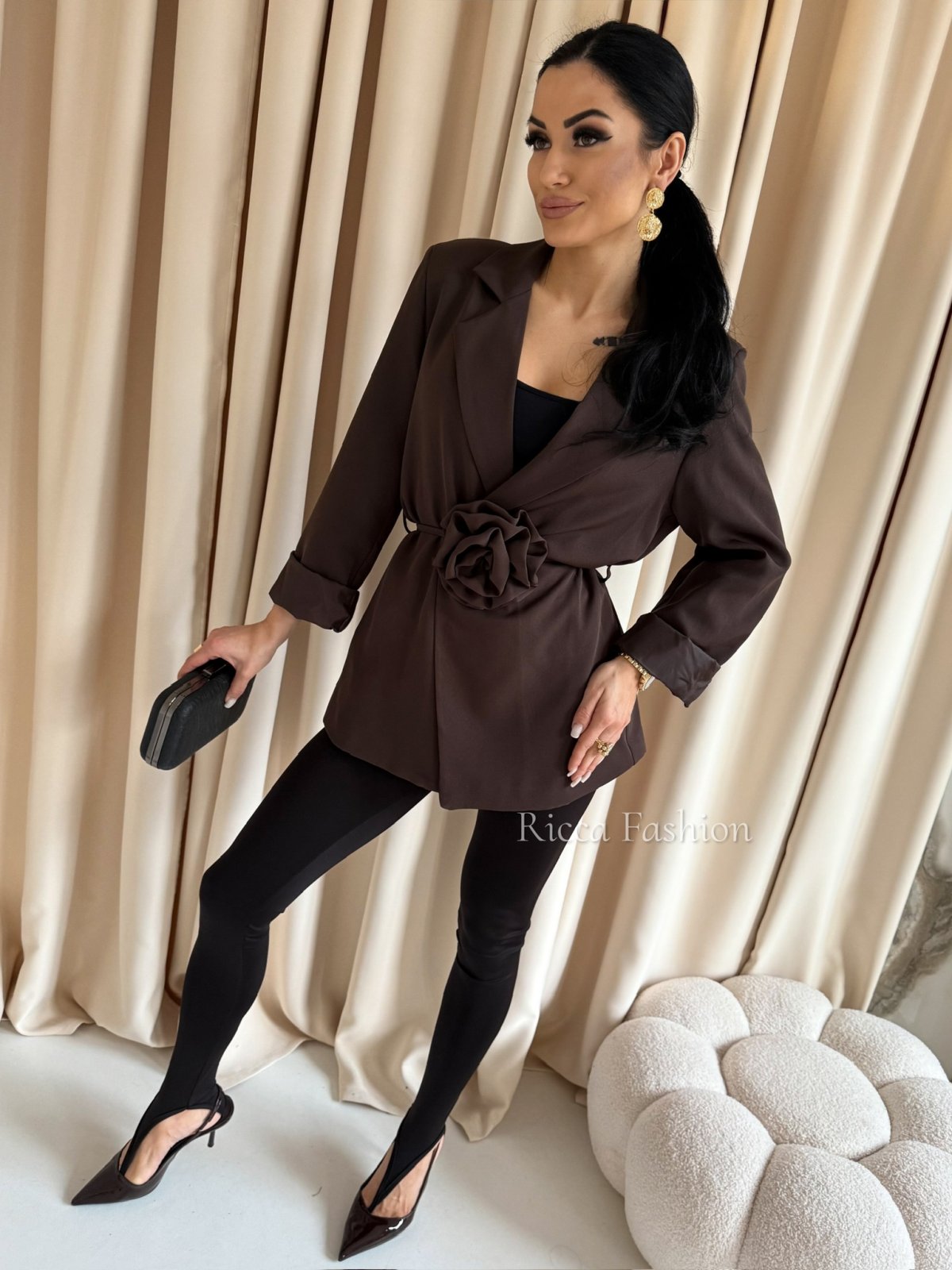 Marynarka z różą MARITTA, chocolate