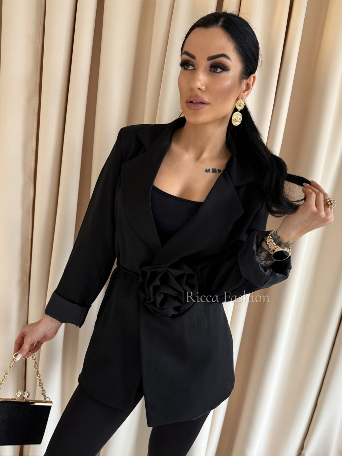 Marynarka z różą MARITTA, black