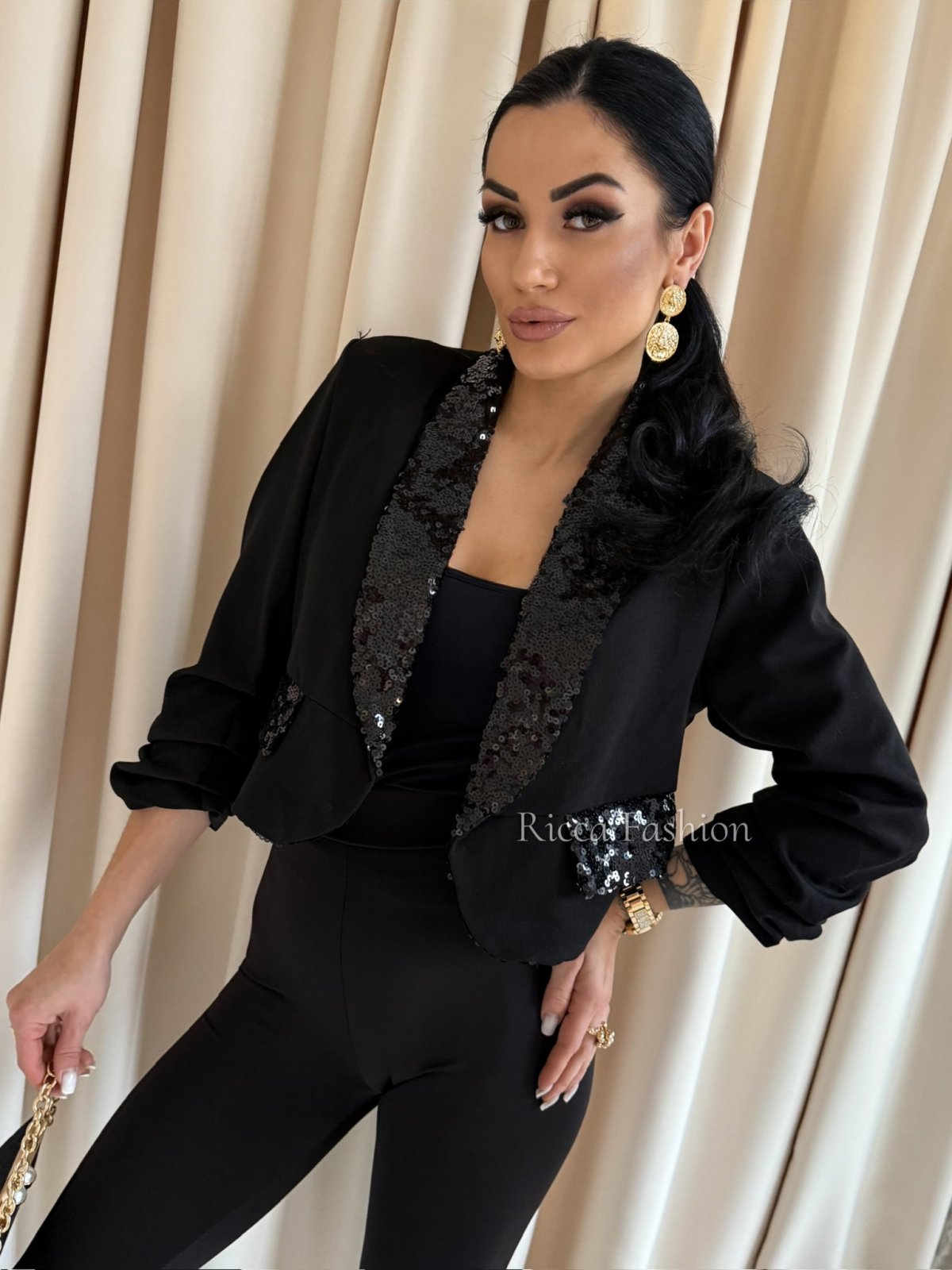 Marynarka z cekinami FESTIVO, black