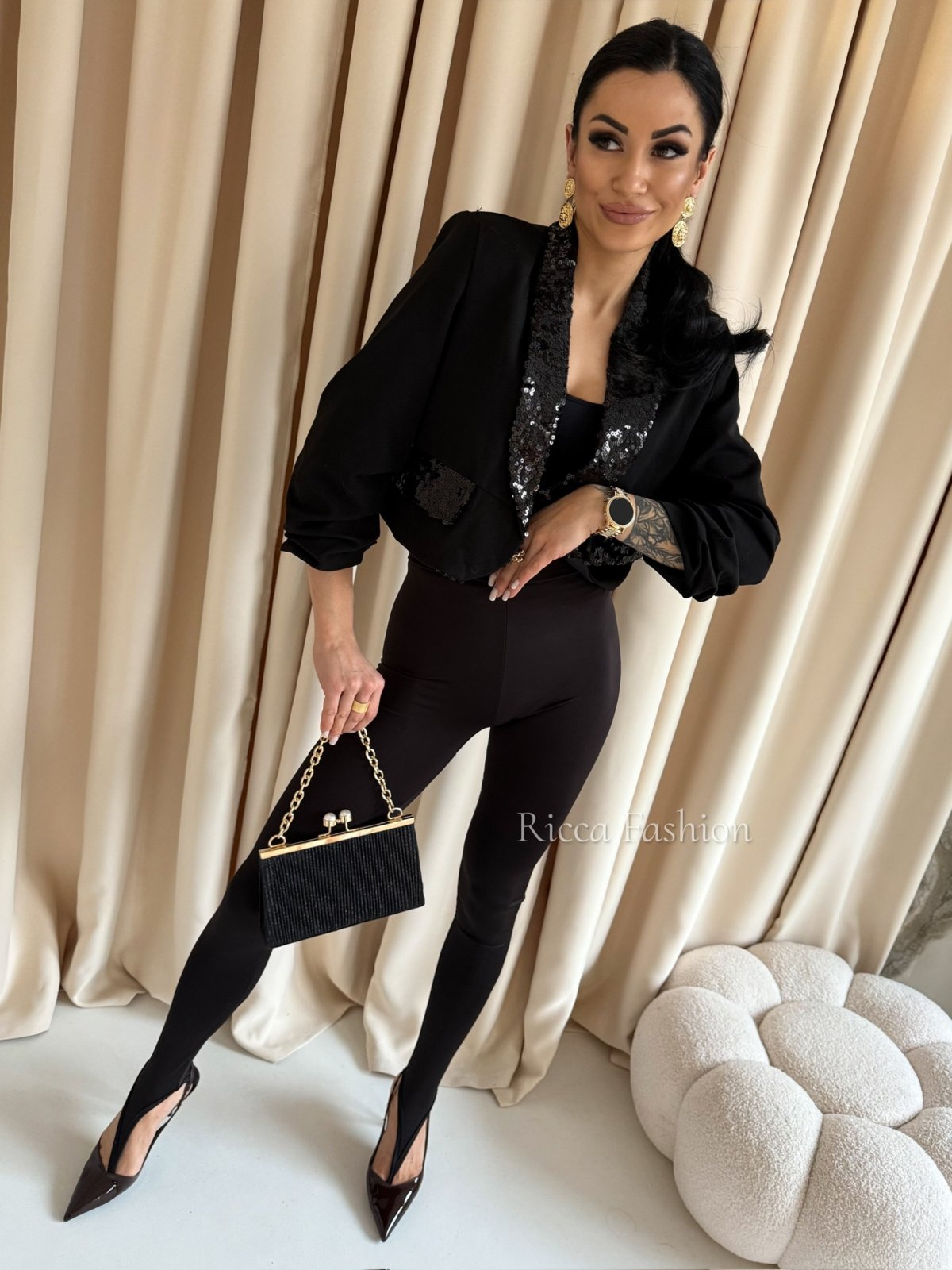 Marynarka z cekinami FESTIVO, black