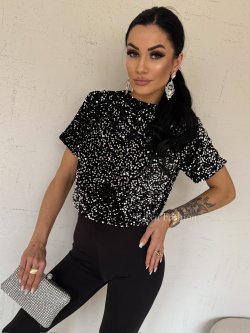 Bluzka cekinowa TESSA, black/silver