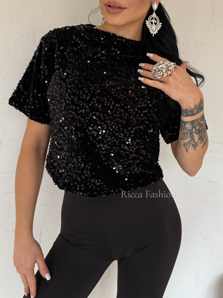 Bluzka cekinowa TESSA, black