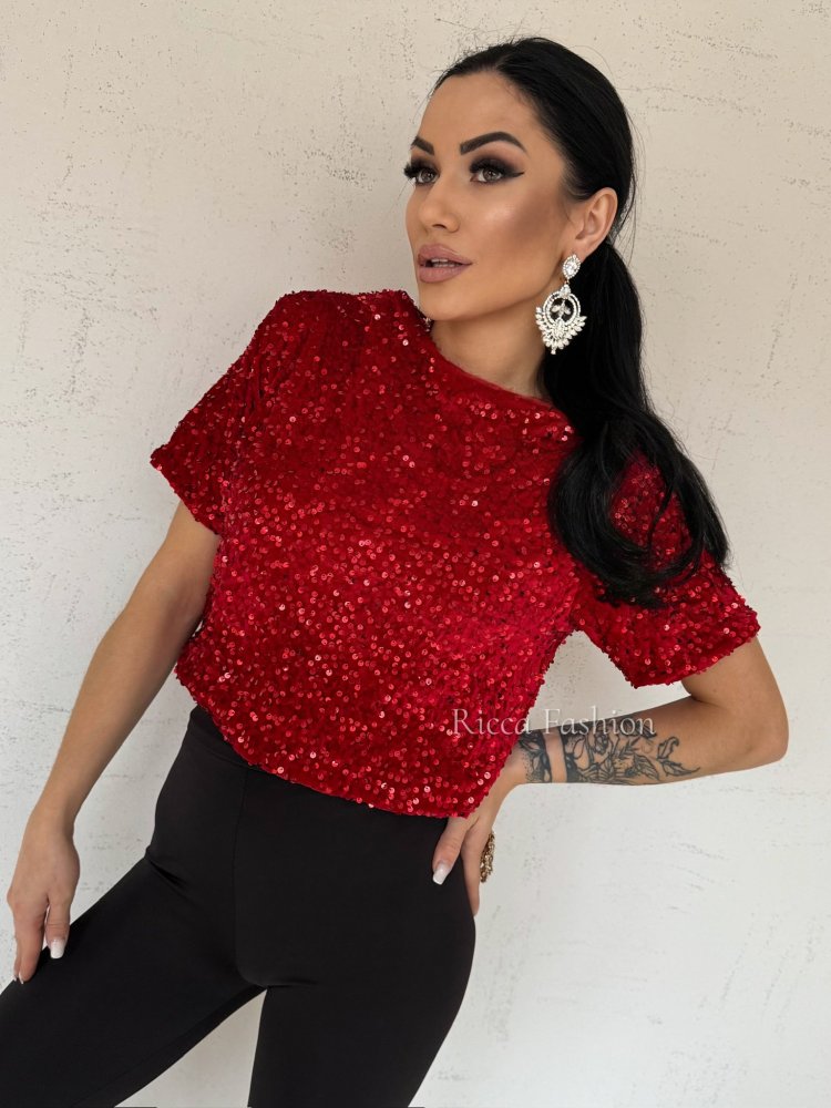 Bluzka cekinowa TESSA, red