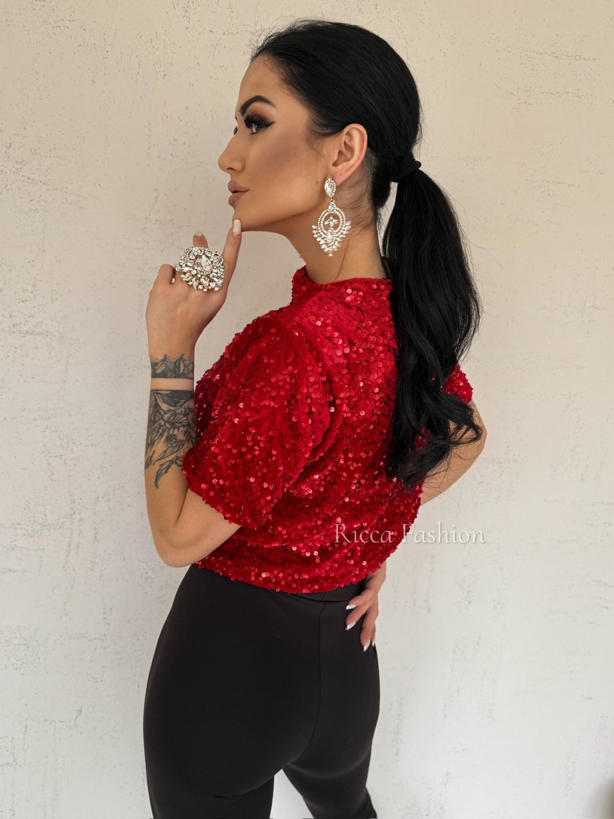 Bluzka cekinowa TESSA, red