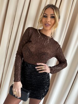 Bluzka koronkowa z półgolfem VERONICA, chocolate