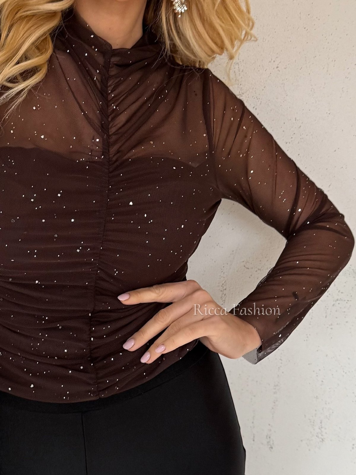Bluzka siateczkowa SOFIRA, chocolate