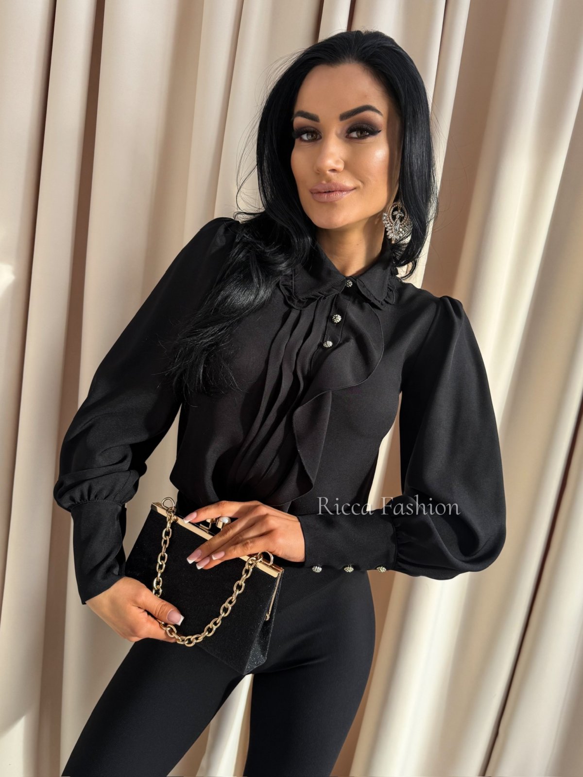 Koszula z wiskozą MERINA, black