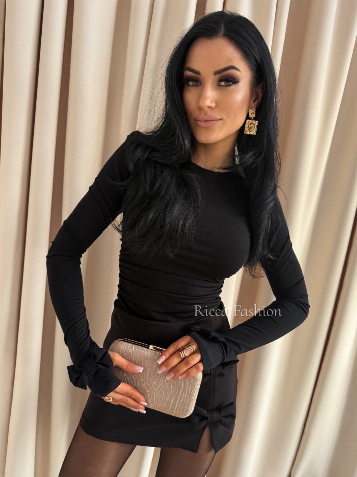 Bluzka z wiskozą premium VICTORIA, black