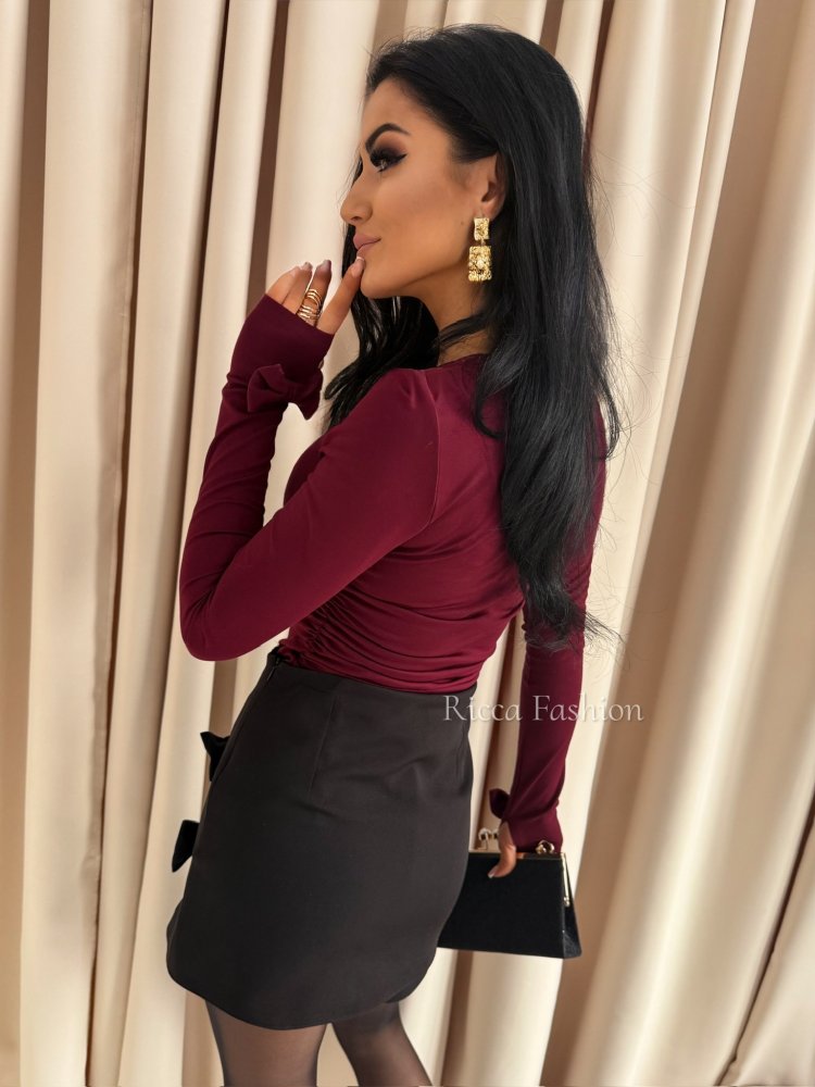 Bluzka z wiskozą premium VICTORIA, burgund