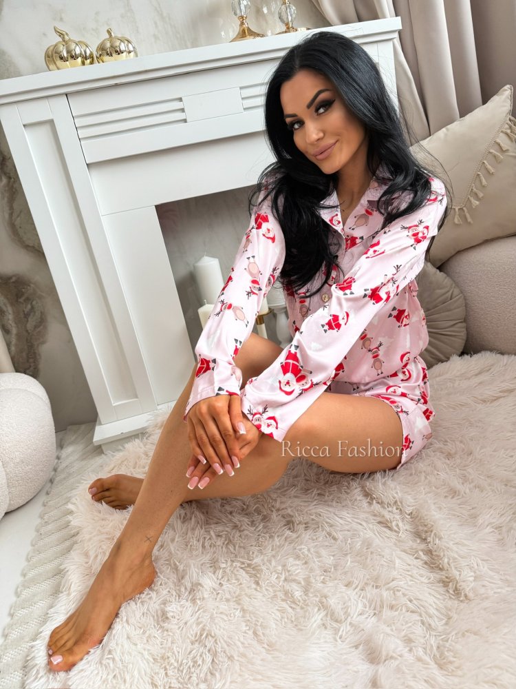 Piżama satynowa SWEET DREAMS by Ricca, mikołaj