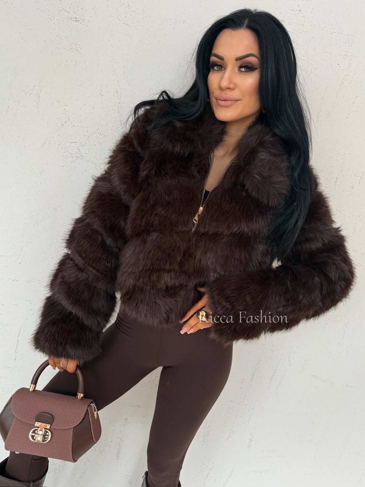 Kurtka/futerko z kołnierzem FOXY, chocolate