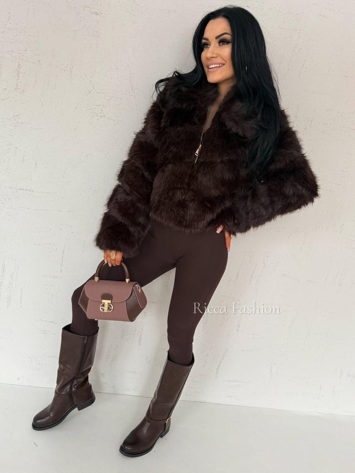 Kurtka/futerko z kołnierzem FOXY, chocolate