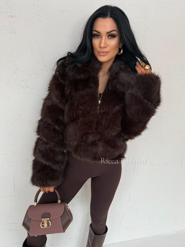 Kurtka/futerko z kołnierzem FOXY, chocolate