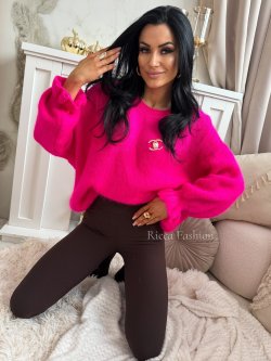 Sweter z baby alpaką EVA, neon fuchsia