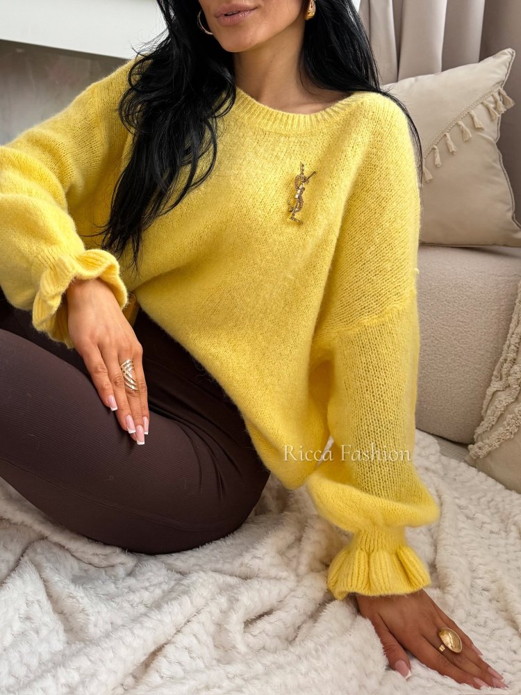 Sweter z baby alpaką EVA, yellow