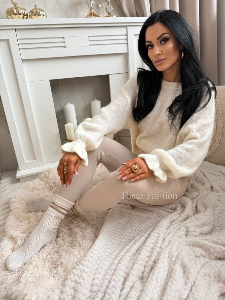 Sweter z baby alpaką EVA, ecru