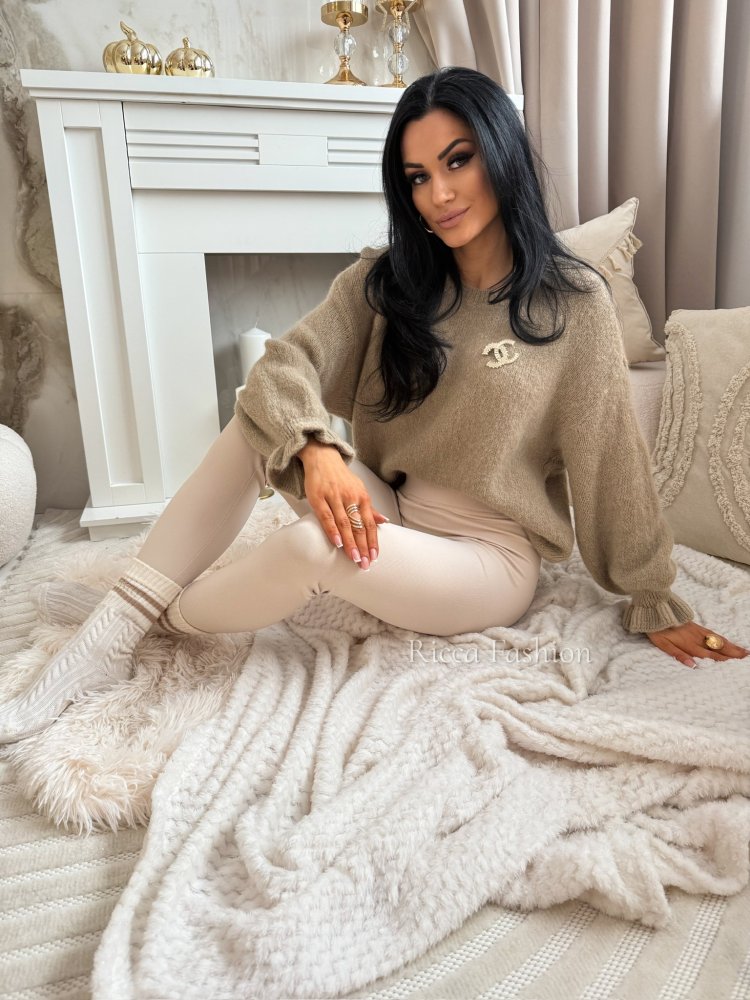 Sweter z baby alpaką EVA, light cappuccino