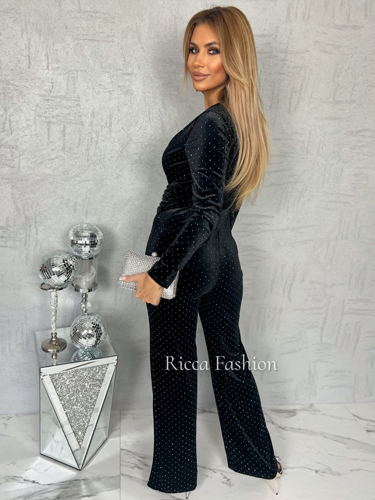 Kombinezon welurowy KOMES, black