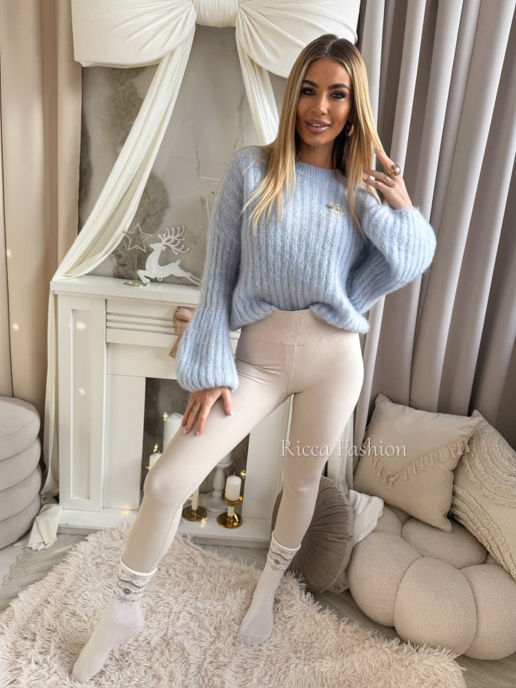 Sweterek 60% moher CALINNE, baby blue