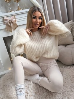 Sweterek 60% moher CALINNE, ecru