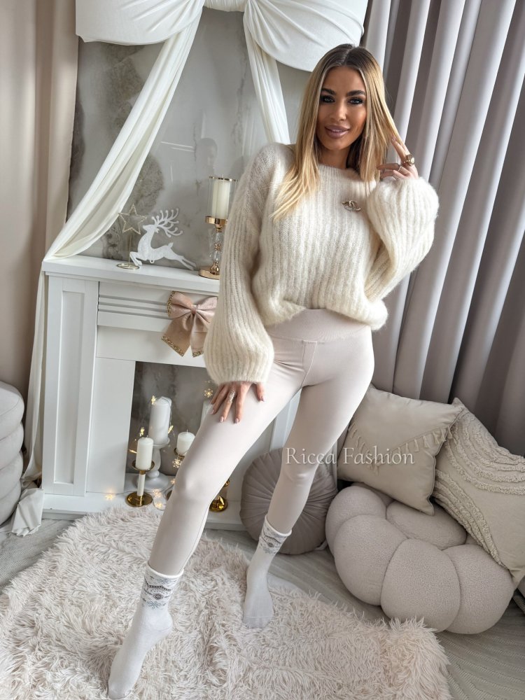 Sweterek 60% moher CALINNE, ecru