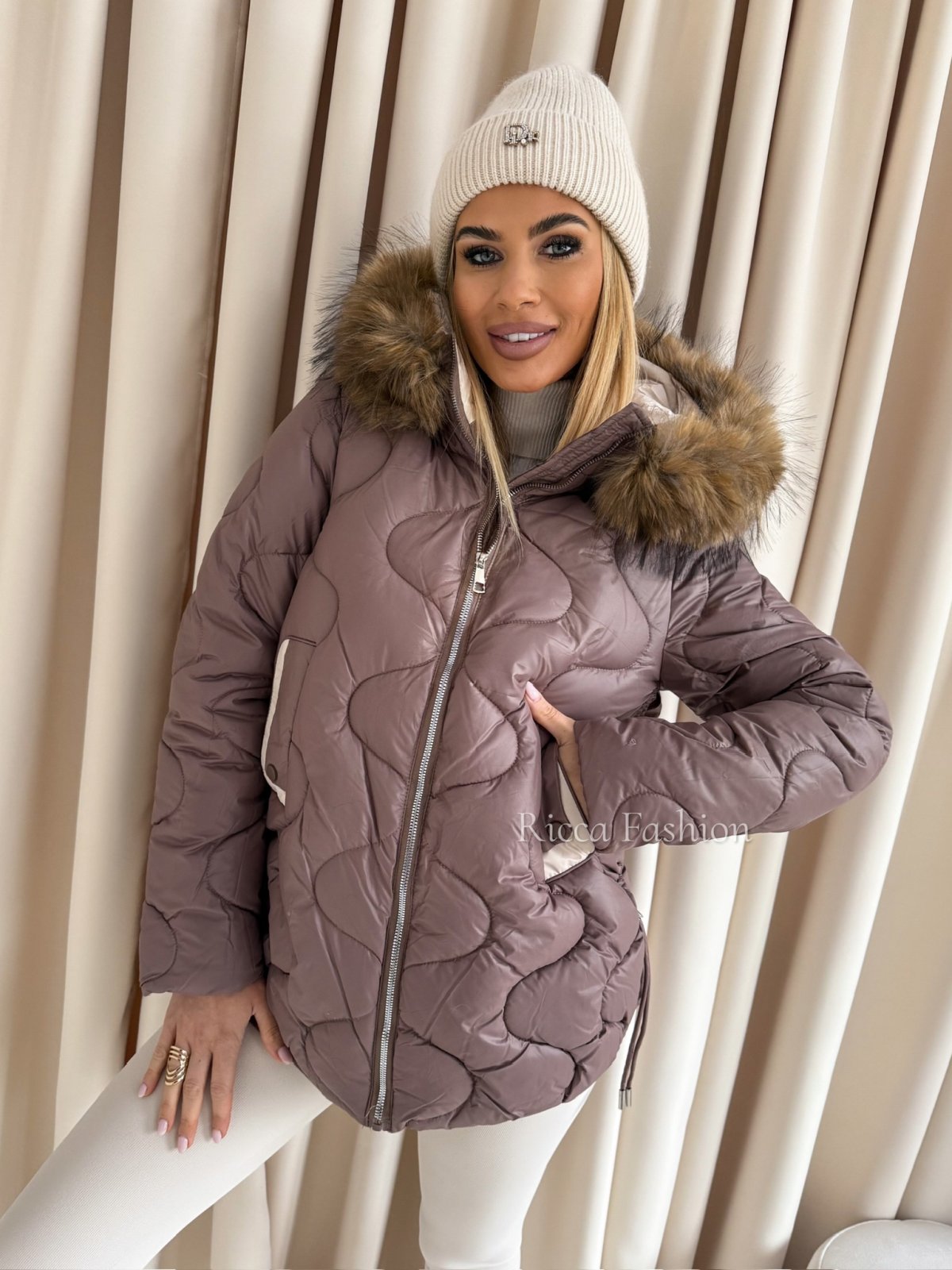 Kurtka zimowa pikowana BUBBLE, fango