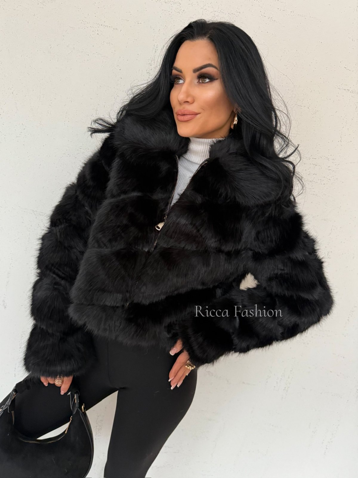 Kurtka/futerko z kołnierzem FOXY, black