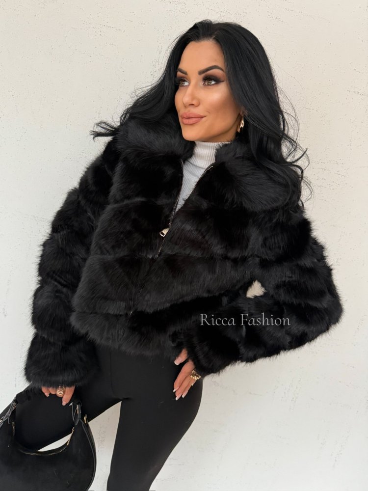 Kurtka/futerko z kołnierzem FOXY, black