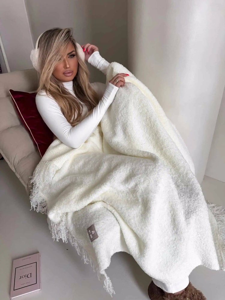 Koc z wełną BUCLA, ecru