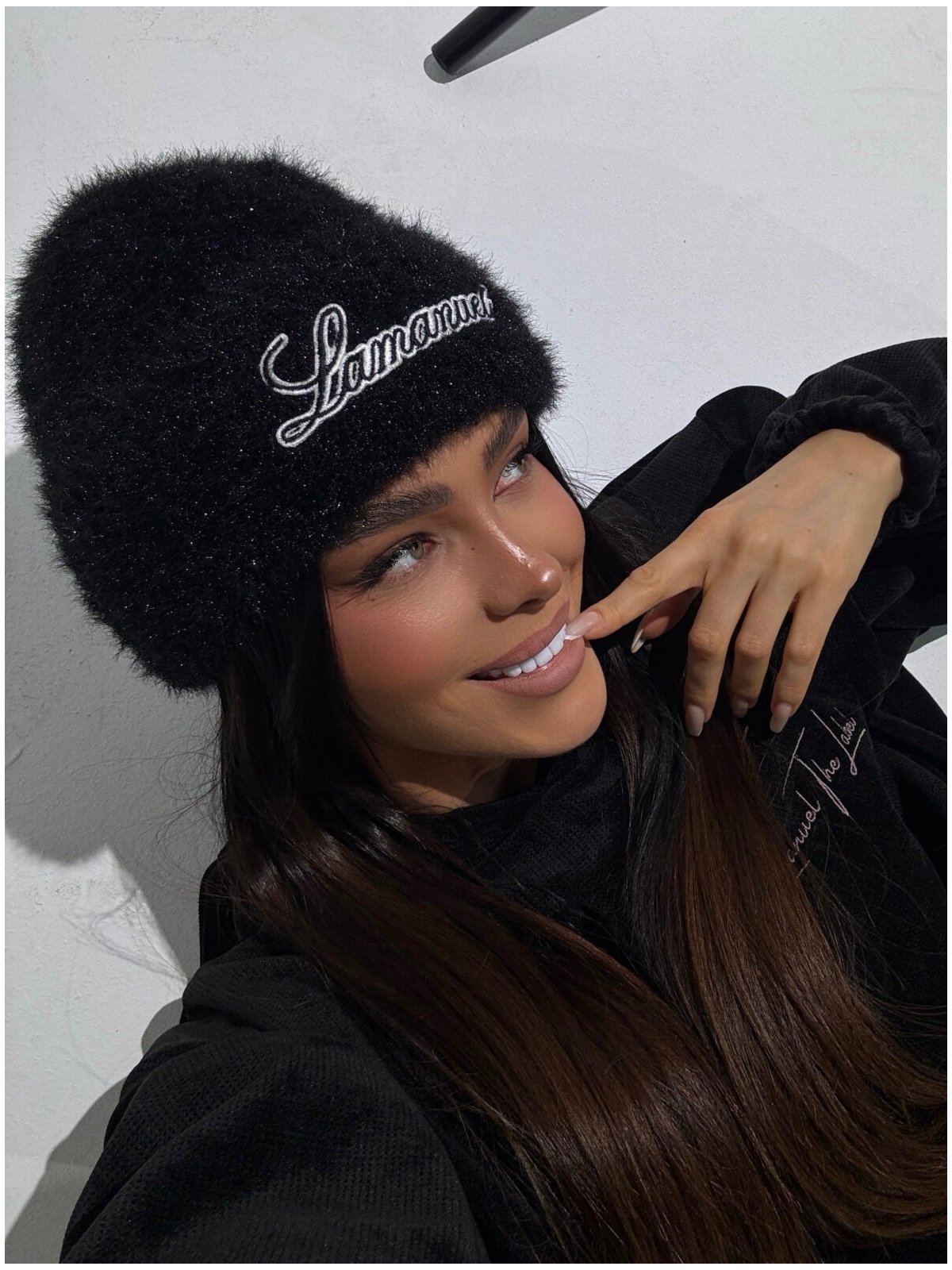 Czapka z wełną SNOWY, czarna