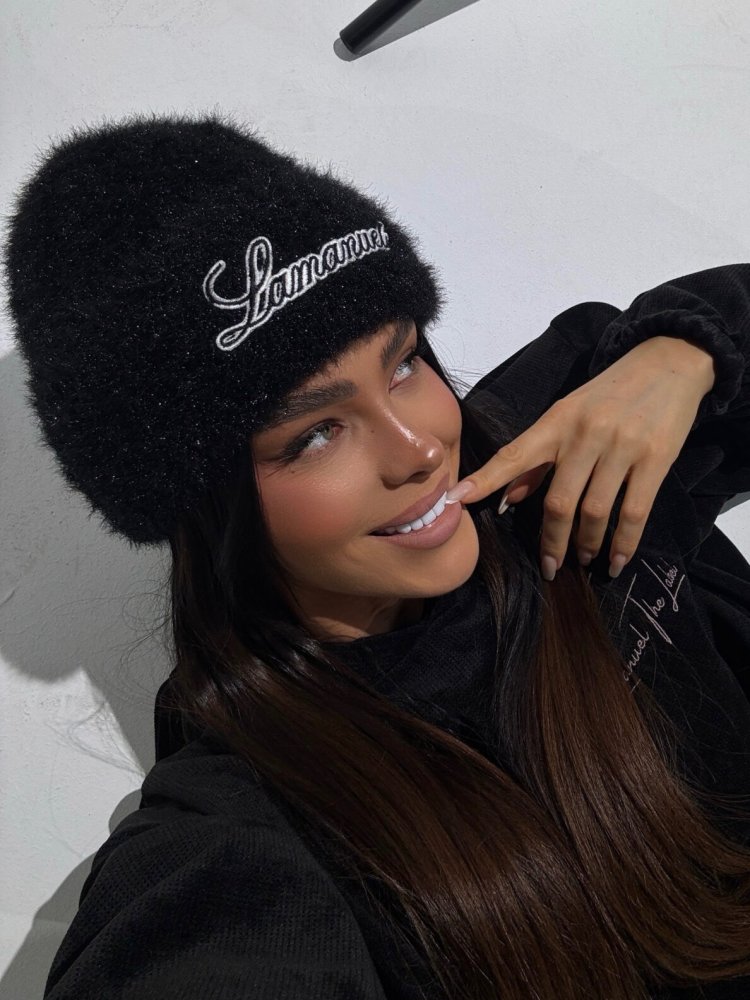 Czapka z wełną SNOWY, czarna