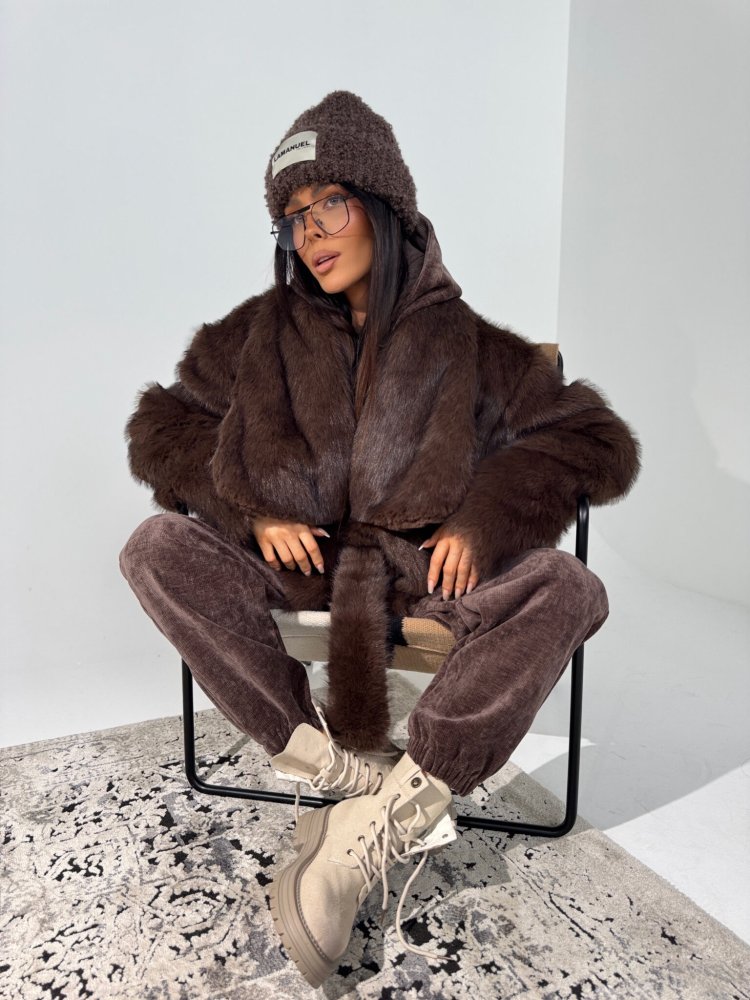 Kurtka/futro FUZZY, czekolada