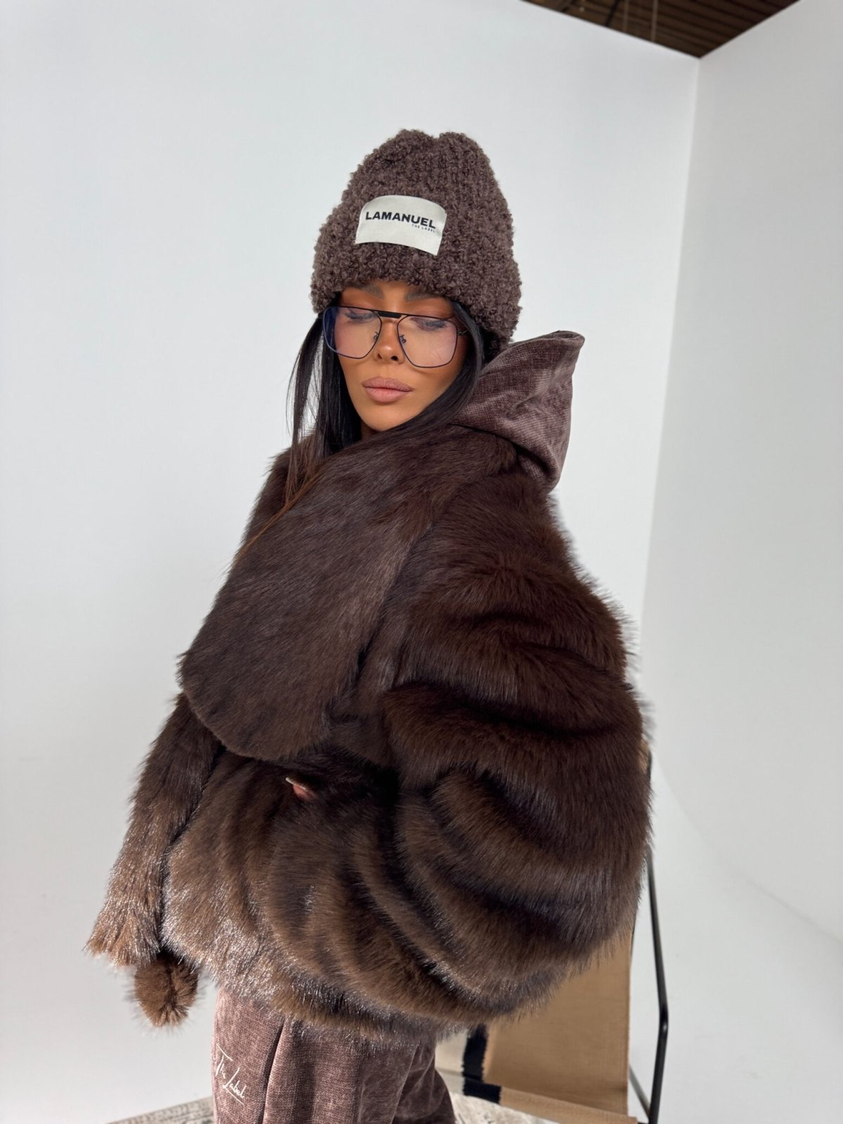 Kurtka/futro FUZZY, czekolada