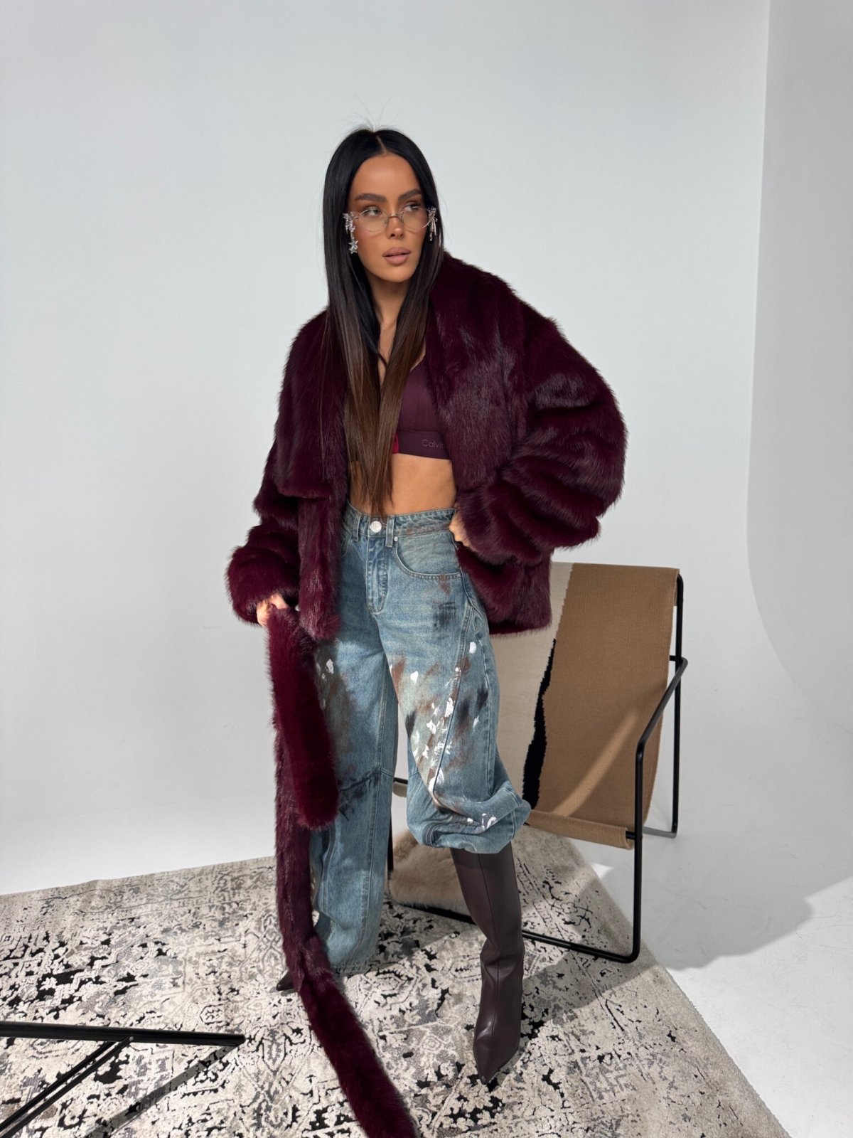 Kurtka/futro FUZZY, bordo