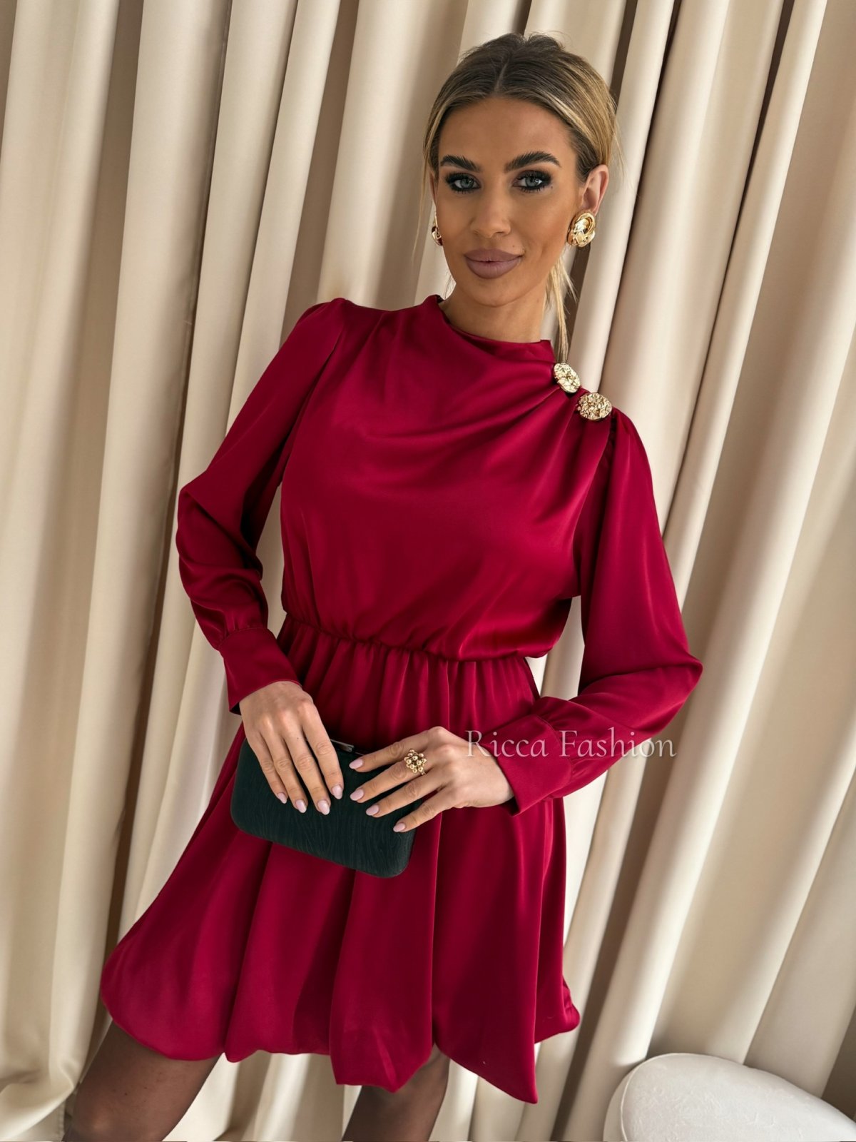 Sukienka satynowa FLAME, bordo