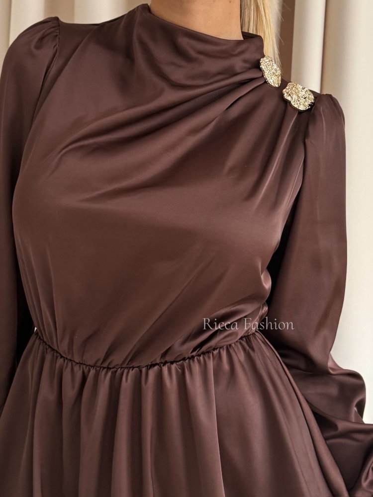 Sukienka satynowa FLAME, chocolate