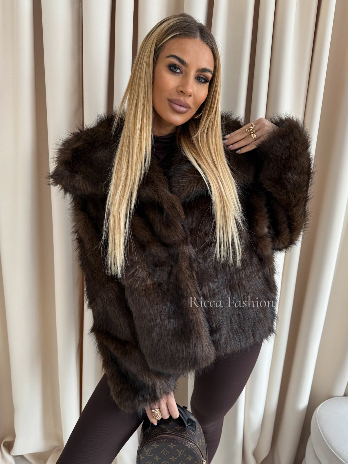 Kurtka/futerko z wełną SAMANTHA, dark chocolate