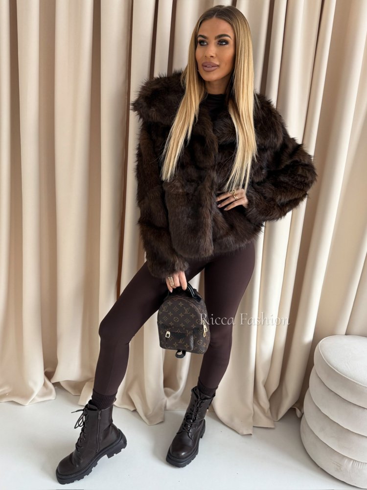 Kurtka/futerko z wełną SAMANTHA, dark chocolate