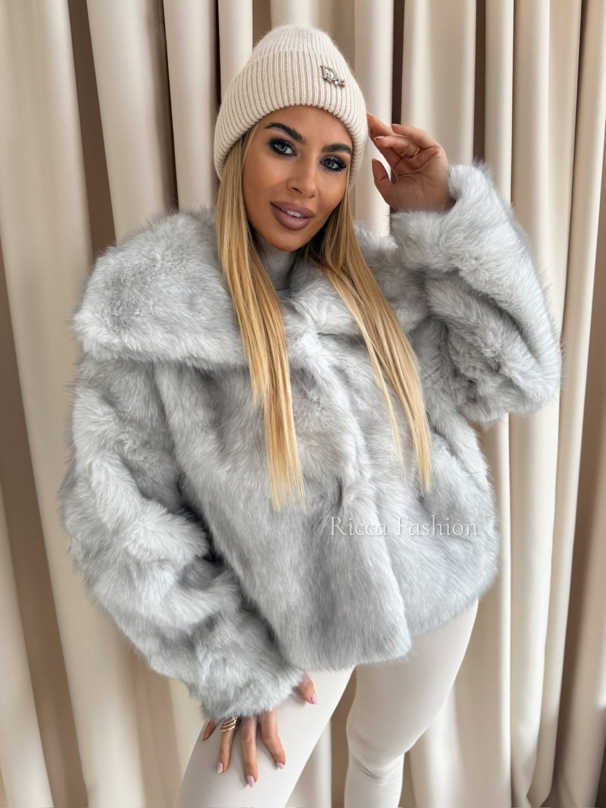 Kurtka/futerko z wełną SAMANTHA, silver fox