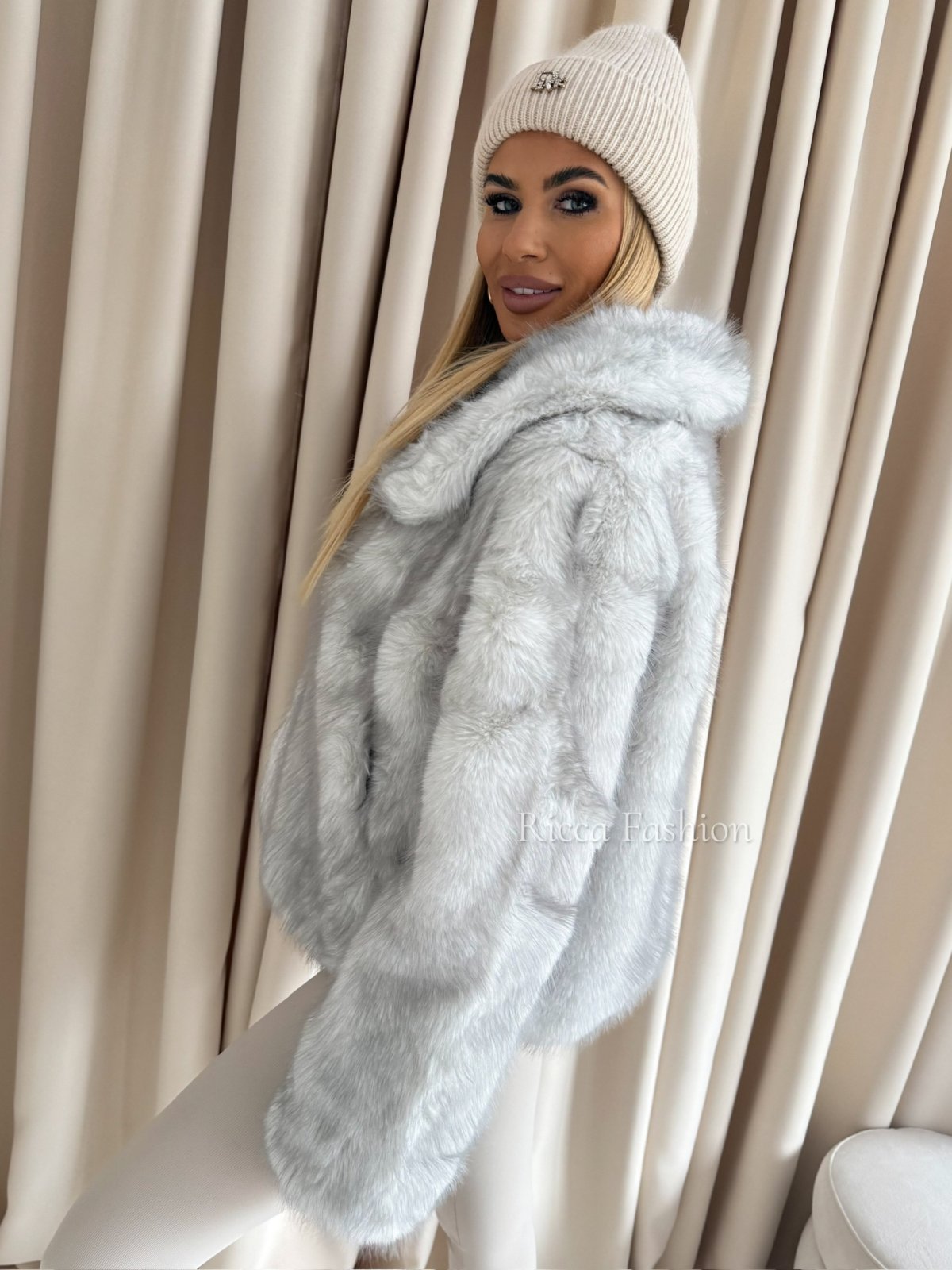 Kurtka/futerko z wełną SAMANTHA, silver fox