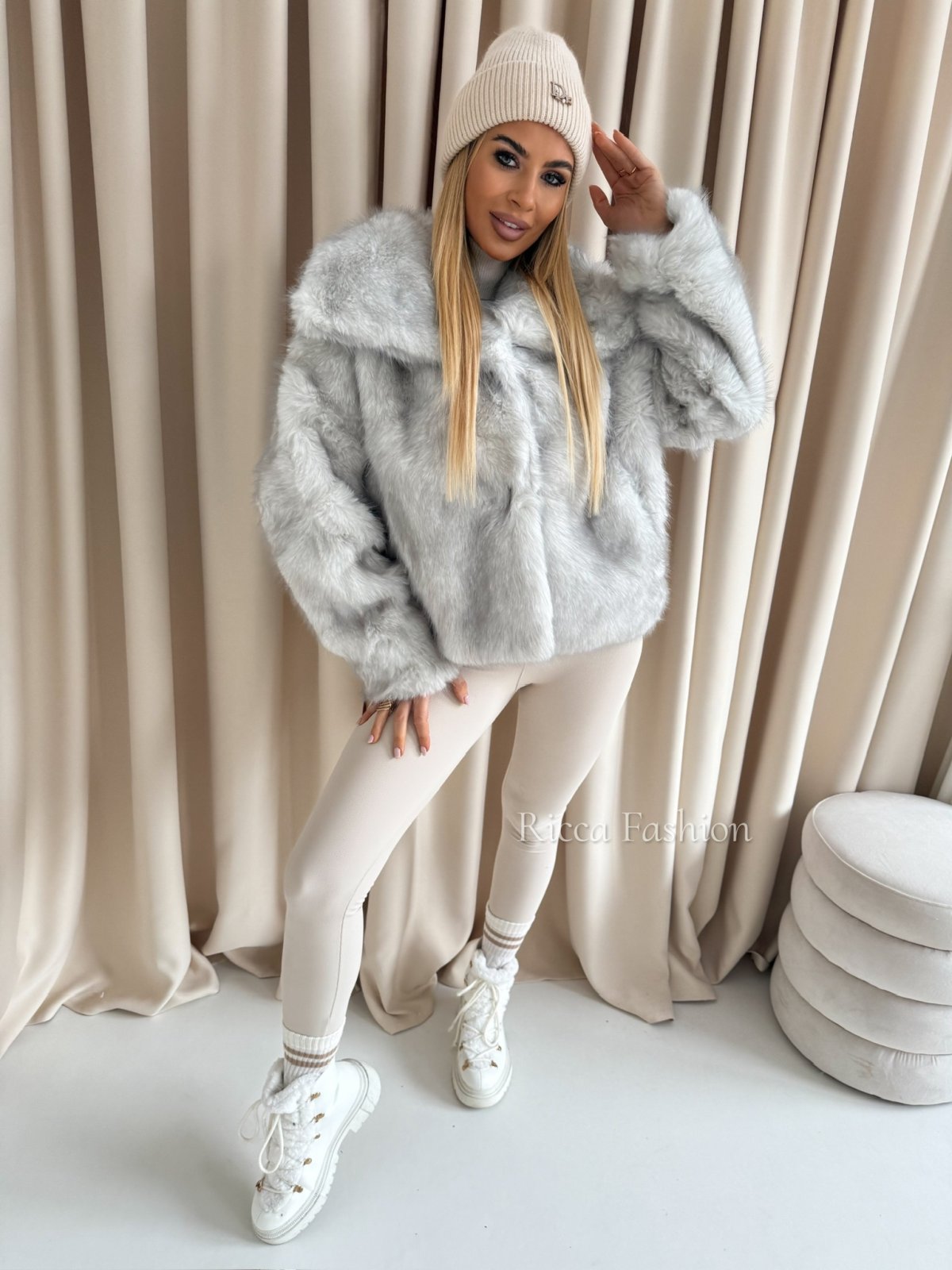 Kurtka/futerko z wełną SAMANTHA, silver fox