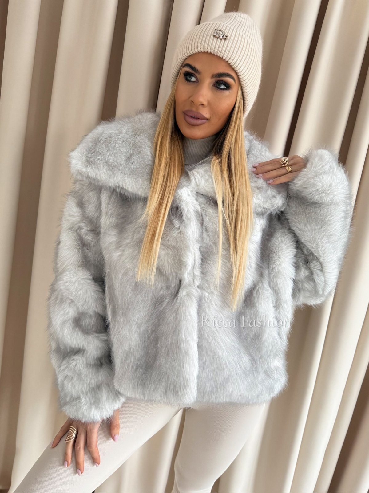 Kurtka/futerko z wełną SAMANTHA, silver fox