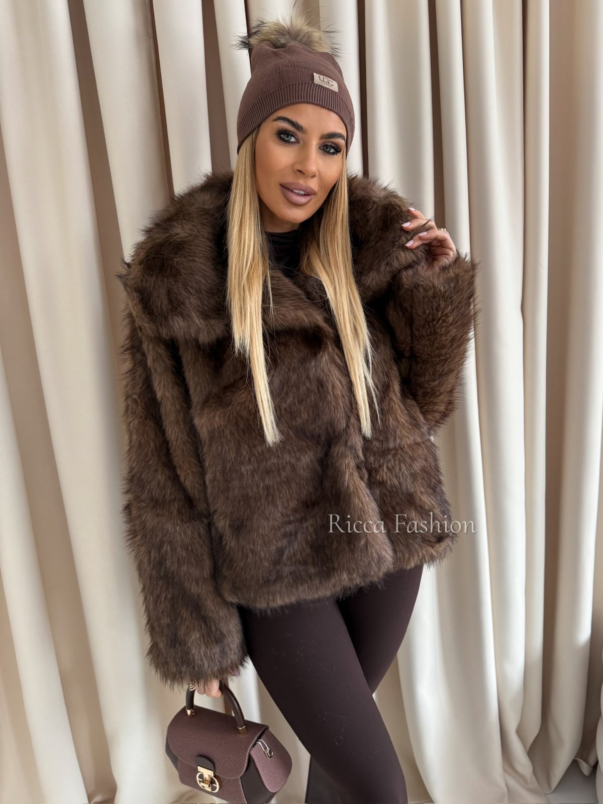 Kurtka/futerko z wełną SAMANTHA, milk chocolate