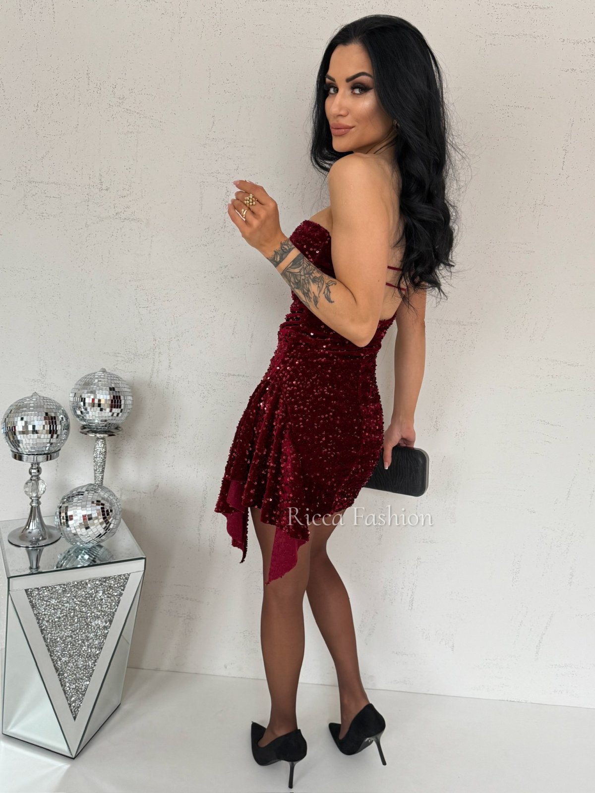 Sukienka cekinowa SHOW TIME, bordo