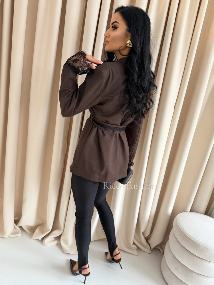 Marynarka z koronką MARIAH, chocolate