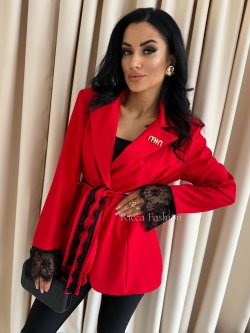 Marynarka z koronką MARIAH, red