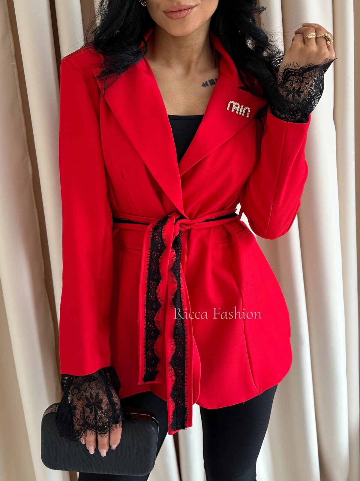 Marynarka z koronką MARIAH, red