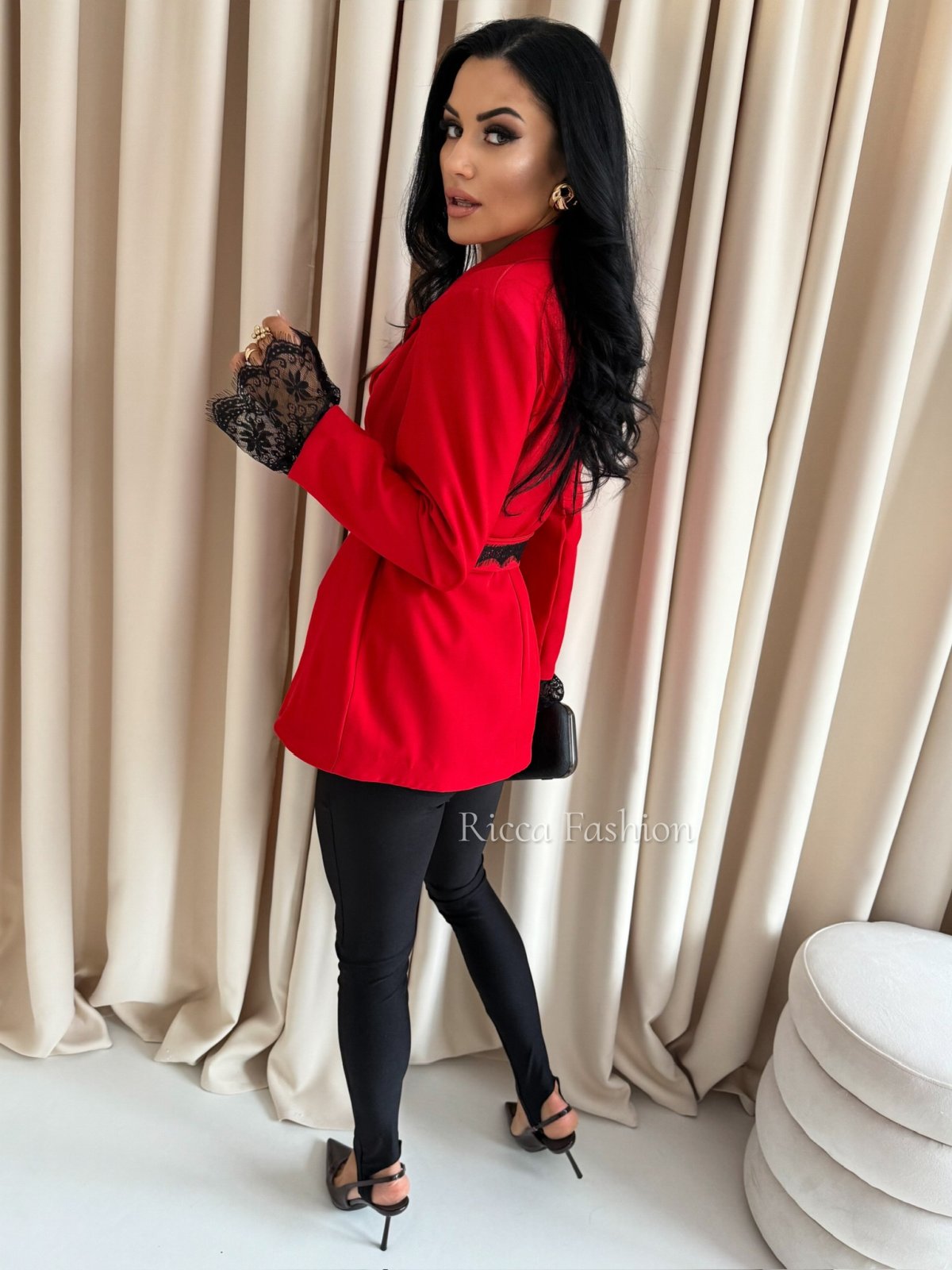 Marynarka z koronką MARIAH, red